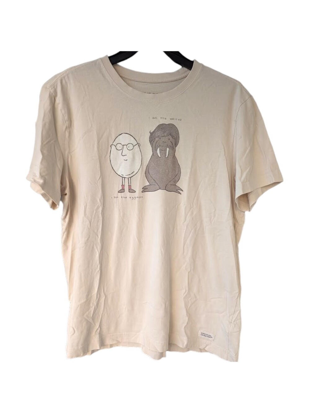 Life is Good Crusher Band T-Shirt Large Yellow Beatles Walrus Eggman  23x28